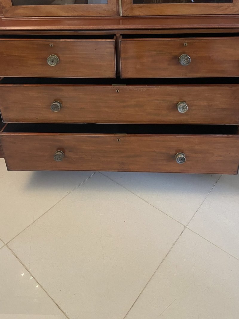 Large Antique George III Quality Mahogany Breakfront Bookcase 238 x 286 x 62 cm - Image 9